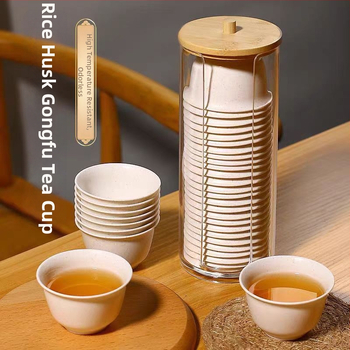 Cupe de unică folosință din coajă de orez pentru băut, infuzat și degustat ceai; cești mini Kung Fu; set de ceai cu aromă de orez
