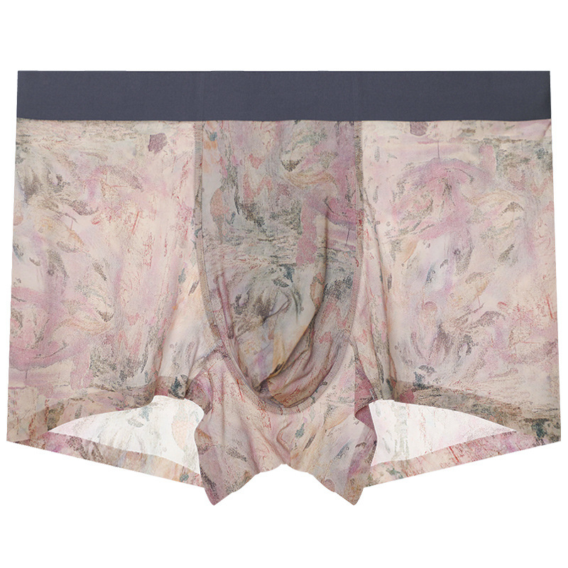 Ye Rose — Lagane muške bezšivne gaćice od ice silk, u jednom komadu, srednje visine, bokserice s motivom slike