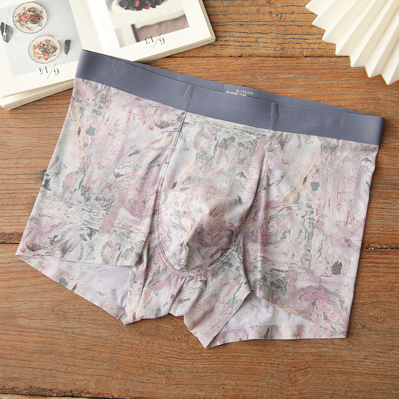 Ye Rose — Lagane muške bezšivne gaćice od ice silk, u jednom komadu, srednje visine, bokserice s motivom slike