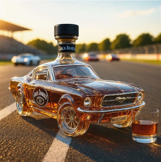 Decantor de whisky – design mașină poliție și Mustang