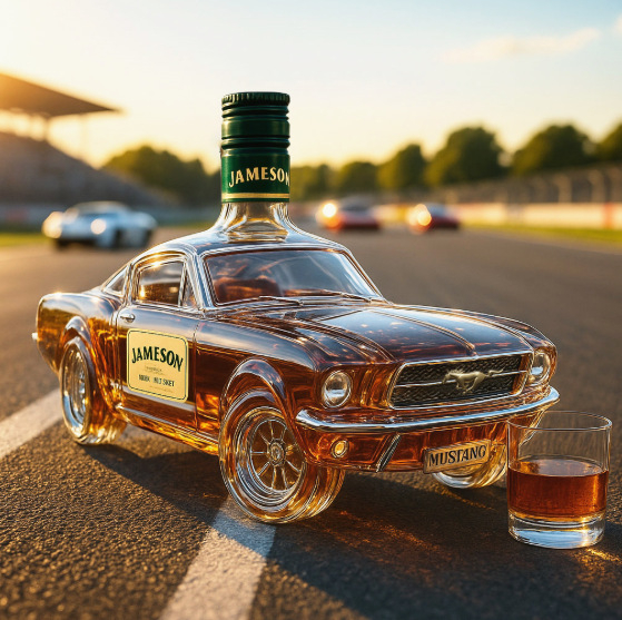 Decantor de whisky – design mașină poliție și Mustang