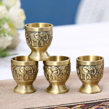 Pahar de lichior din aliaj de zinc, stil ruso-european, nuanță bronzată – decor pentru casă