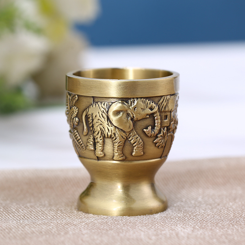 Pahar de lichior din aliaj de zinc, stil ruso-european, nuanță bronzată – decor pentru casă