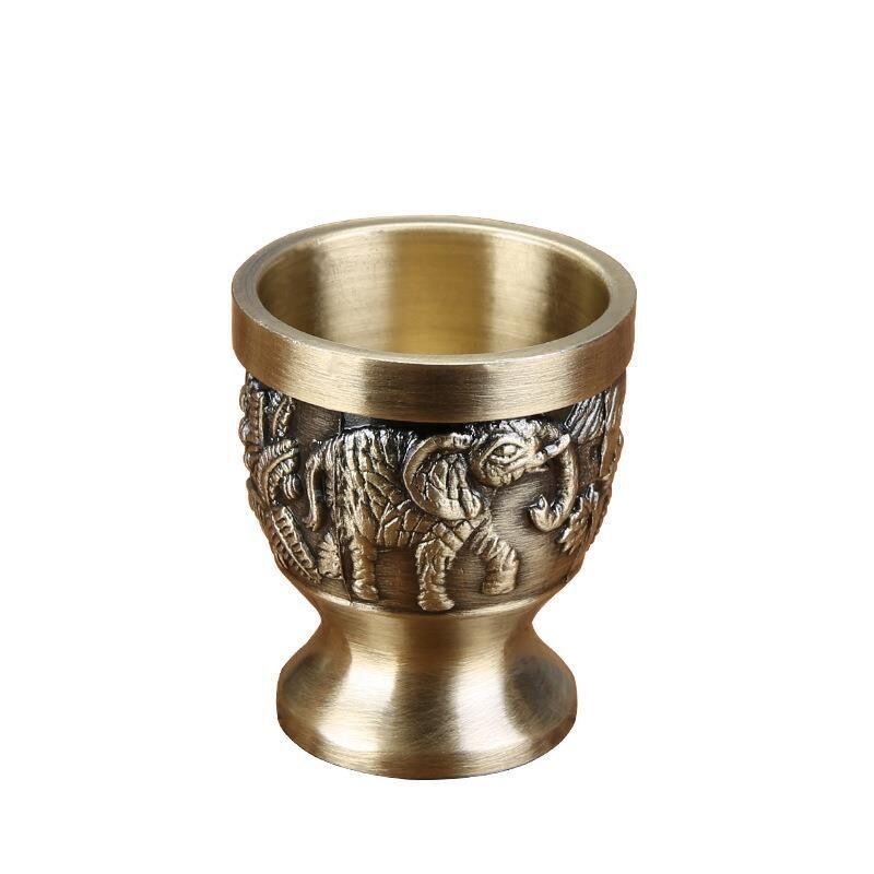 Pahar de lichior din aliaj de zinc, stil ruso-european, nuanță bronzată – decor pentru casă