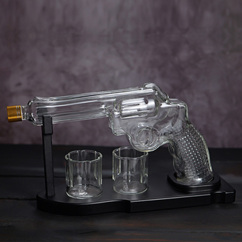 Decanter din sticlă pentru whiskey, în formă de pistol, set revolver din sticlă borosilikată de înaltă rezistență