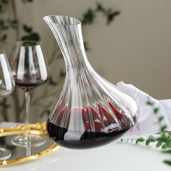 Valentine decantor de vin din cristal cu dungi, gură înclinată, pentru uz casnic și comercial