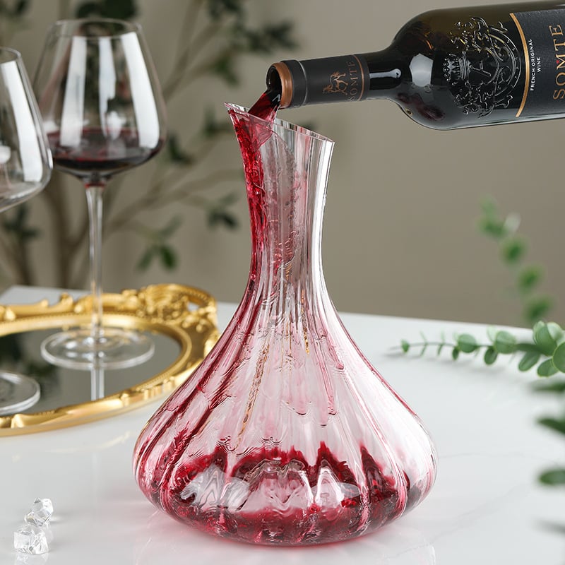 Valentine decantor de vin din cristal cu dungi, gură înclinată, pentru uz casnic și comercial