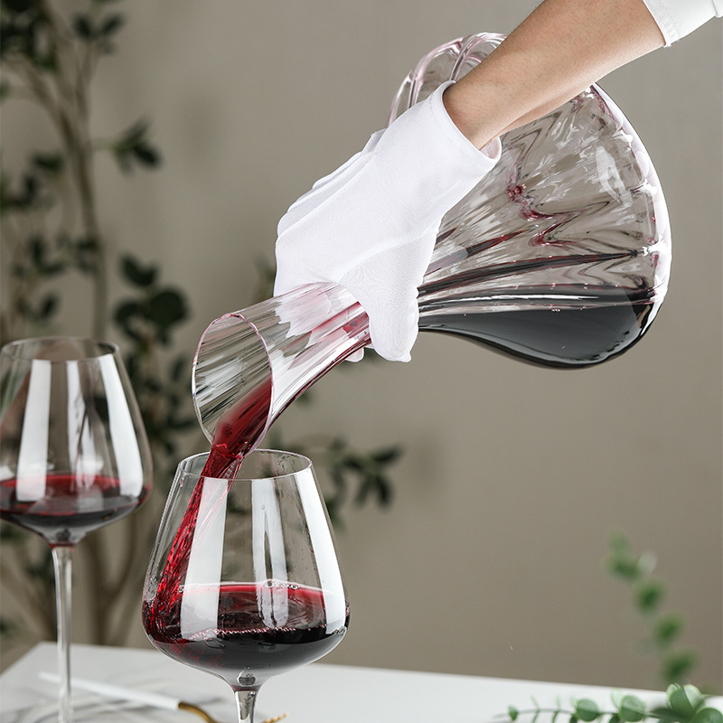 Valentine decantor de vin din cristal cu dungi, gură înclinată, pentru uz casnic și comercial