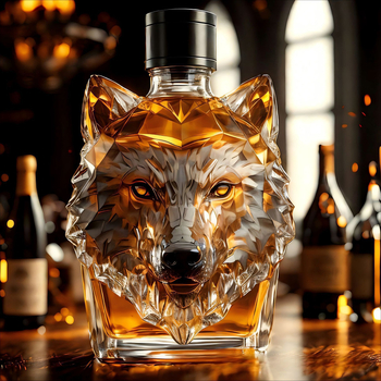 Decantor cu cap de lup pentru whiskey și vodcă, sticlă borosilicat de înaltă calitate, 101-200 ml
