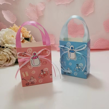Cutii cadou din hârtie pătrate, cu design desen animat, pentru suveniruri de nuntă și cadouri de ziua de naștere a copilului
