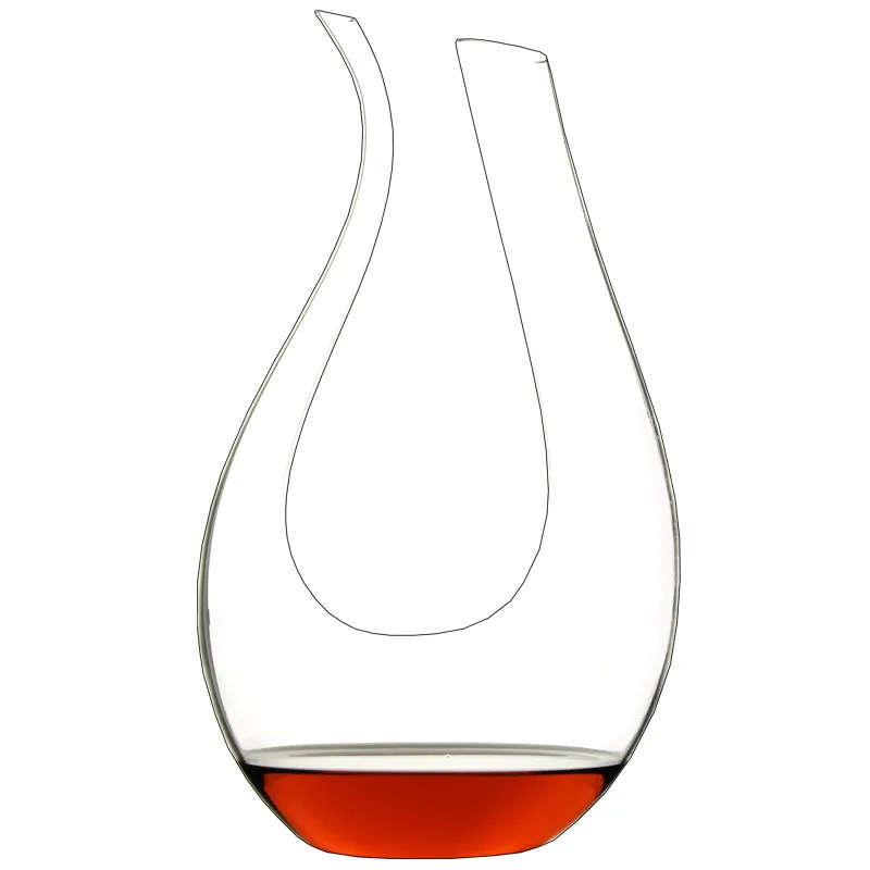 Decantor din cristal pentru vin roșu – formă în U cu design de harpă, capacitate 1000 ml sau mai mult, stil modern minimalist