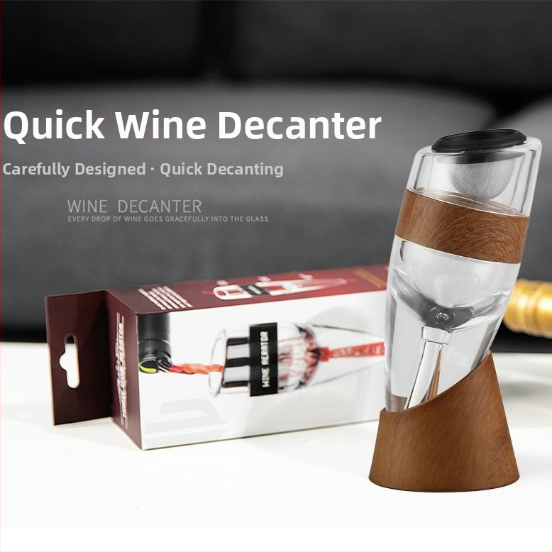 Decantor pentru vin roșu cu textură lemnoasă, model nou 2026, aerare rapidă