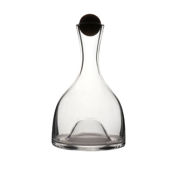 Decantor din cristal, lucrat manual, cu fund concav și gură plată, pourer pentru vin cu dop și logo imprimat