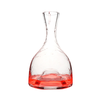 Decantor din cristal, lucrat manual, cu fund concav și gură plată, pourer pentru vin cu dop și logo imprimat