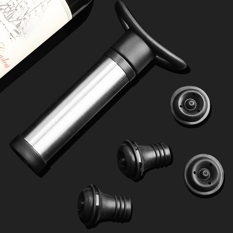 Set dopuri de vin din oțel inoxidabil cu pompă – conservator vacuum pentru vin roșu