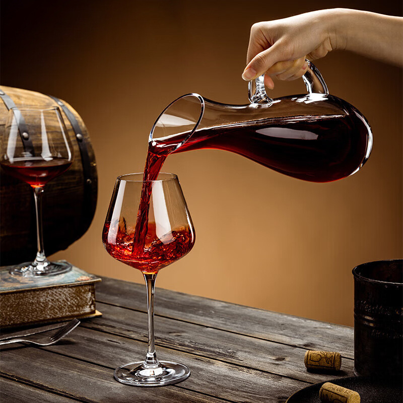 Decantor din sticlă cristal pentru uz casnic, dispenser de vin, înaltă calitate, stil modern minimalist, capacitate 1000 ml+