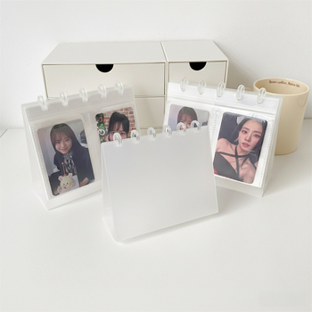Mini album pentru carduri și calendar, Polaroid de 3 inch, 2 compartimente, legare cu găuri ciupercă, album de birou pentru carduri