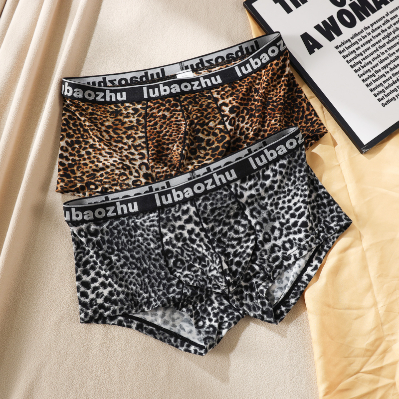 Muške bokserice s leopard uzorkom, prozračne, tanke, moderne, niska struka, široka guma, udoban kroj