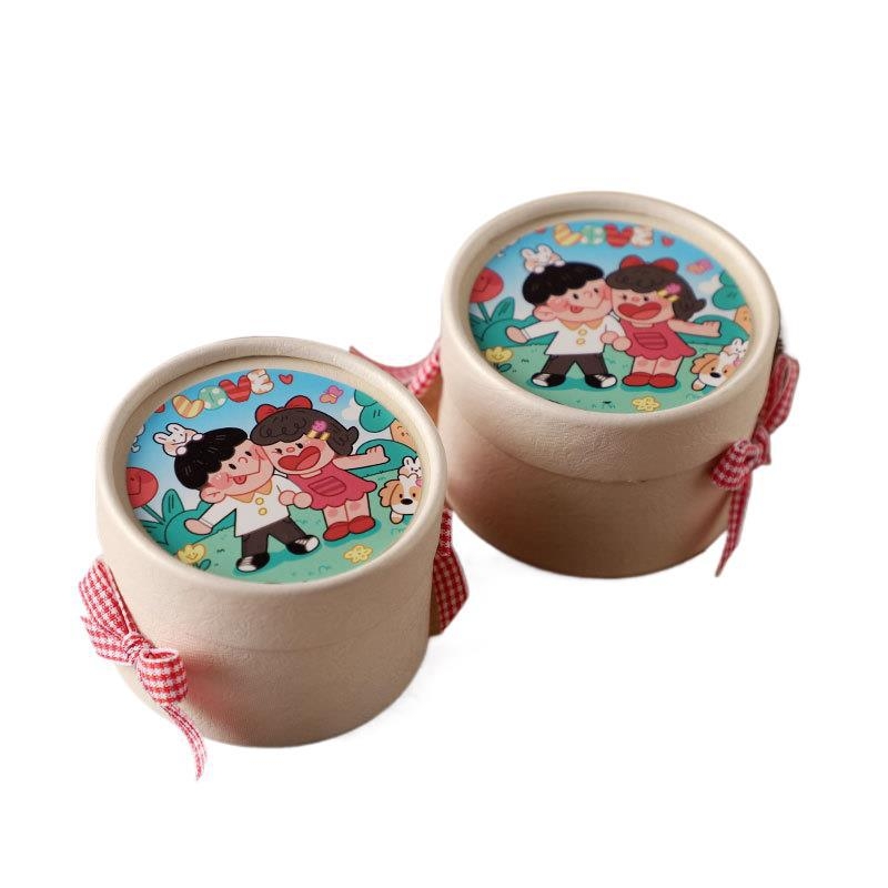Cutie de bomboane de nuntă cu ilustrație manuală, design drăguț cartoon, pentru logodnă și nuntă, mică cutie pentru bomboane de masă, fără pliere