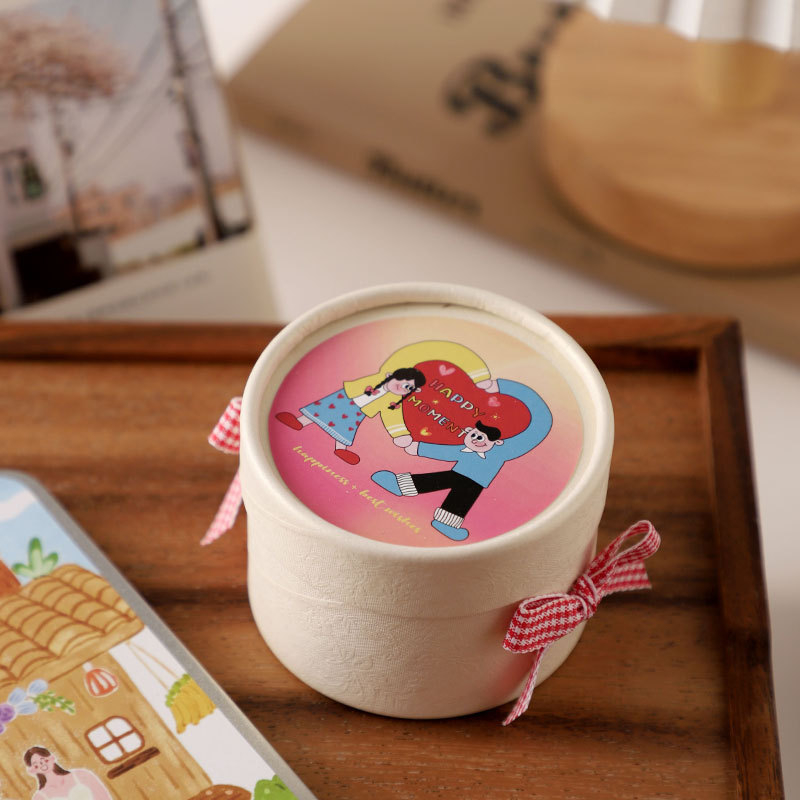 Cutie de bomboane de nuntă cu ilustrație manuală, design drăguț cartoon, pentru logodnă și nuntă, mică cutie pentru bomboane de masă, fără pliere