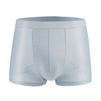Muške mrežaste bokserice s visokim strukom, plus veličina, prozračne lagane, jednobojne Ice Silk materijal