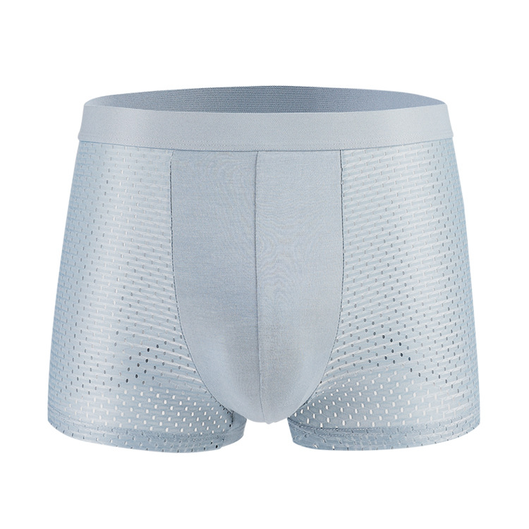 Muške mrežaste bokserice s visokim strukom, plus veličina, prozračne lagane, jednobojne Ice Silk materijal