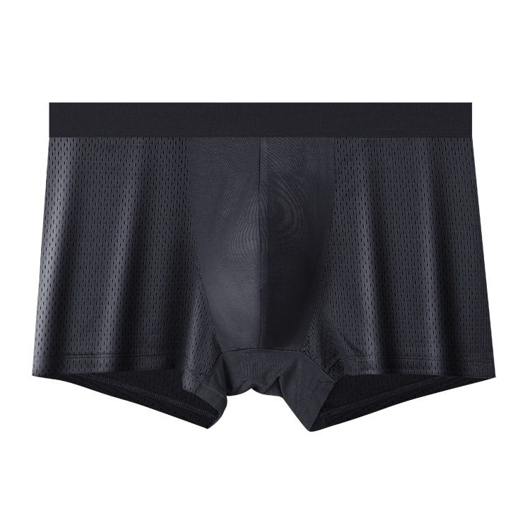 Muške mrežaste bokserice s visokim strukom, plus veličina, prozračne lagane, jednobojne Ice Silk materijal