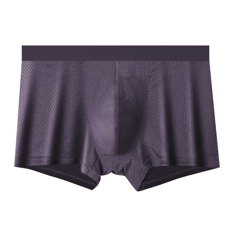 Muške mrežaste bokserice s visokim strukom, plus veličina, prozračne lagane, jednobojne Ice Silk materijal
