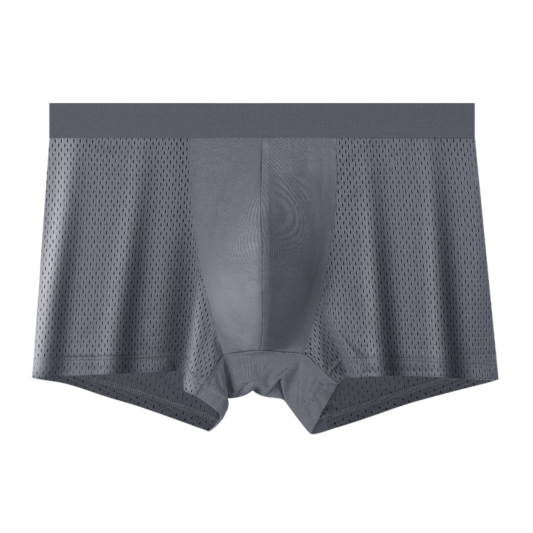 Muške mrežaste bokserice s visokim strukom, plus veličina, prozračne lagane, jednobojne Ice Silk materijal