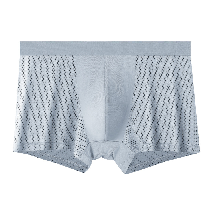 Muške mrežaste bokserice s visokim strukom, plus veličina, prozračne lagane, jednobojne Ice Silk materijal