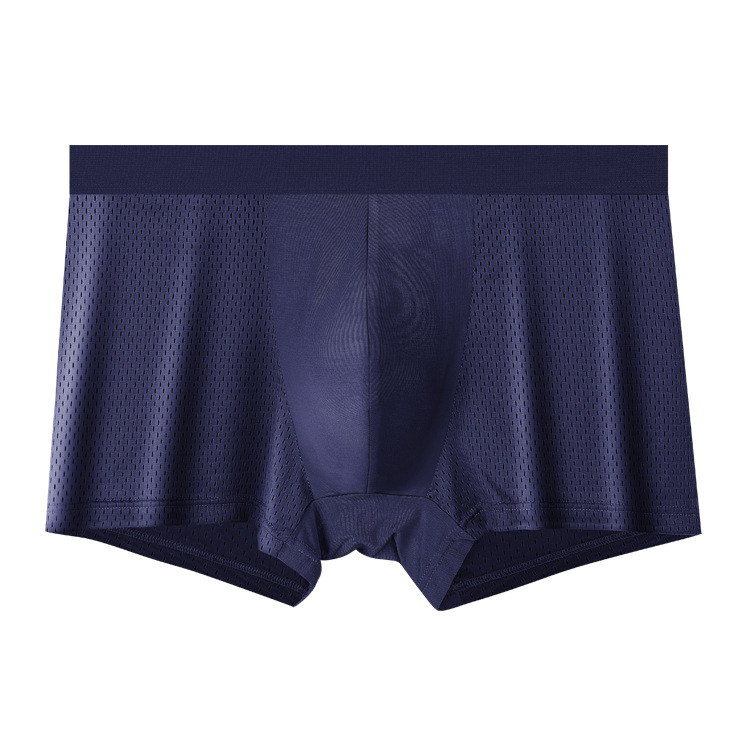 Muške mrežaste bokserice s visokim strukom, plus veličina, prozračne lagane, jednobojne Ice Silk materijal