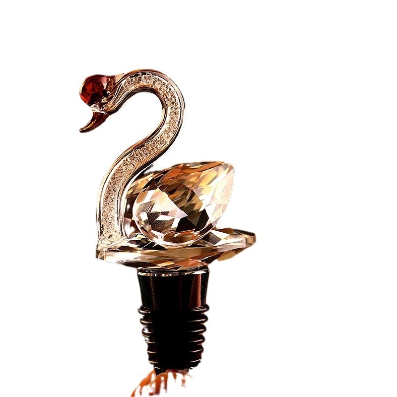 Dop de vin din cristal, în formă de lebădă, cu diamant – sigilare vacuum, design luxos