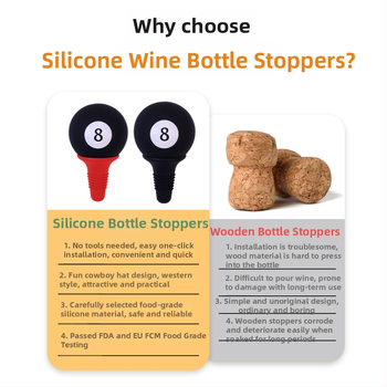 Stopper creativ din silicon pentru sticla de vin, sigilare etanșă împotriva scurgerilor pentru băuturi (bere, vin), silicon alimentar.