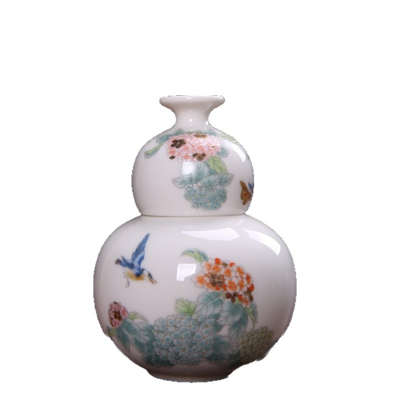 Set porțelan pahare de vin cu hortensie, 3 piese, stil modern minimalist