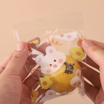 Pungi transparente autoadezive pentru ambalare, mari dimensiuni 14×14+3 cm și 10×10+3 cm, pentru gustări precum chifle cu ananas, prăjituri cu gălbenuș și biscuiți