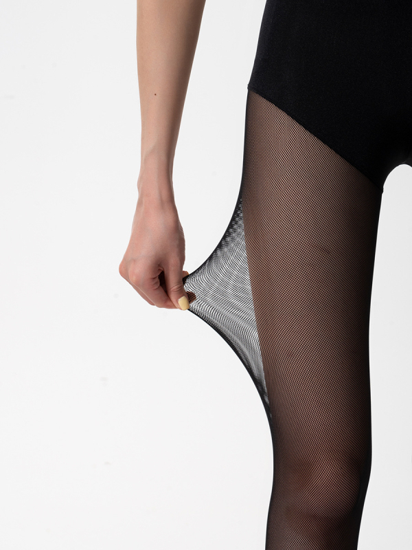 Colanți din plasă pentru primăvară-vară, croială slim, design two-in-one cu efect semi-transparent