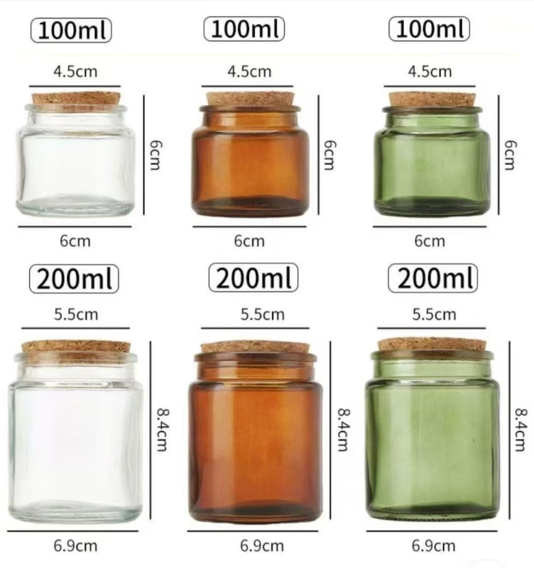 Staklena posuda za svijeću sa sprejem boje, čep od pluta, smeđa mirisna svijeća, 200 ml ili 100 ml