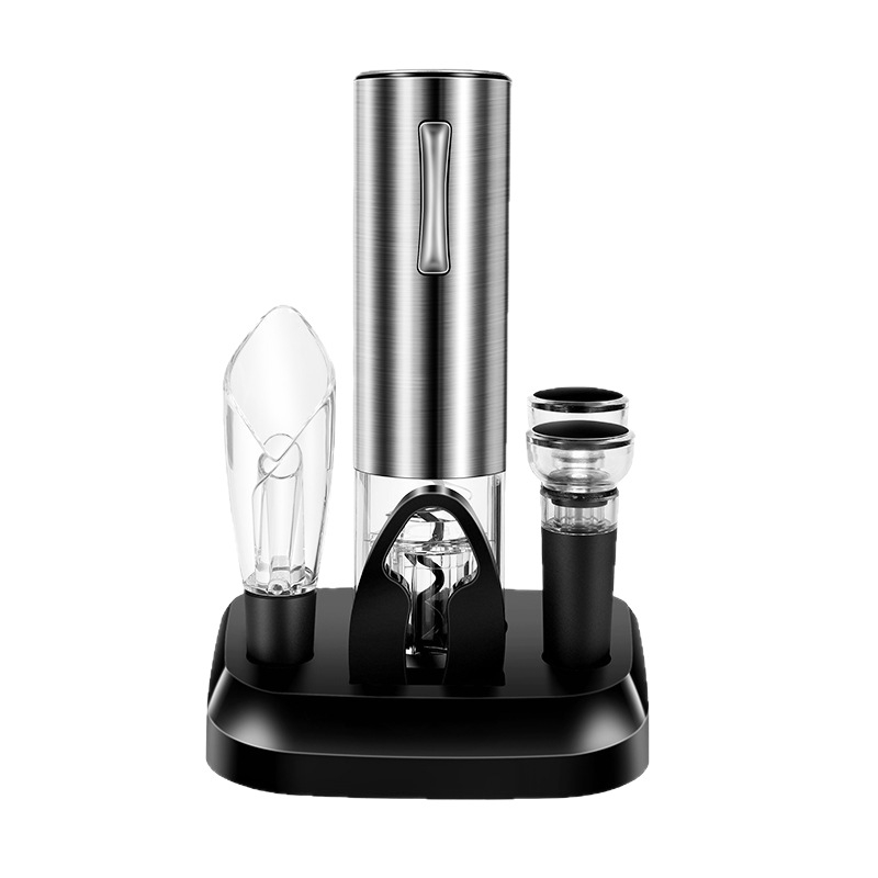 Deschizător electric de vin 6 în 1 cu bază, reîncărcabil, complet automat, set cadou
