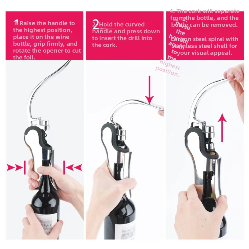 Deschizător de vin manual tip gooseneck, pentru uz casnic