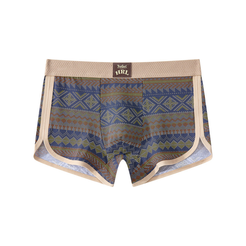 Muške boxerice u retro etničkom stilu, prozračan pamuk, boxer briefs sa srednjom visinom struka, velika veličina