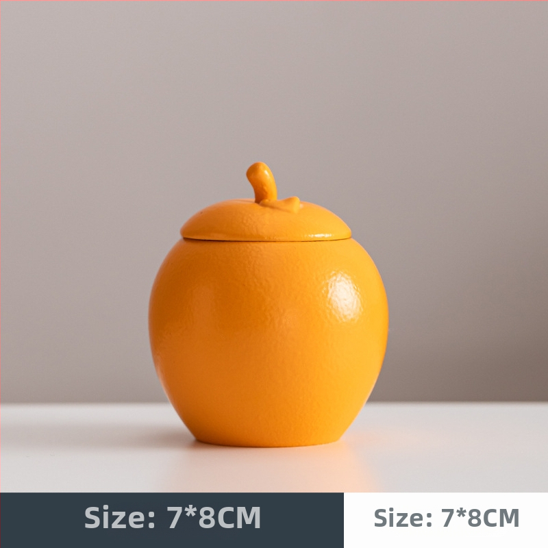 Recipient ceramic pentru ceai portocaliu, sigilat, vas decorativ cu logo personalizat; potrivit pentru ceai negru, ceai verde și Pu'er