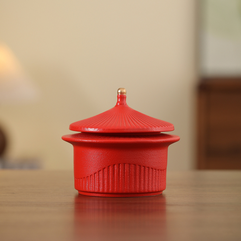 Recipient ceramic pentru ceai, inspirat de Orașul Interzis, cu capac mare, etanș, rezistent la umezeală, recipient de depozitare de înaltă calitate.