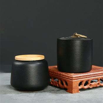 Conservă ceramică pentru ceai, negru antic, mică, pentru ceai negru și verde, capac etanș