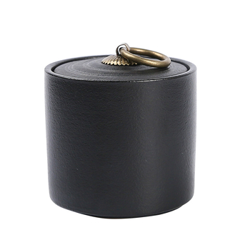 Conservă ceramică pentru ceai, negru antic, mică, pentru ceai negru și verde, capac etanș