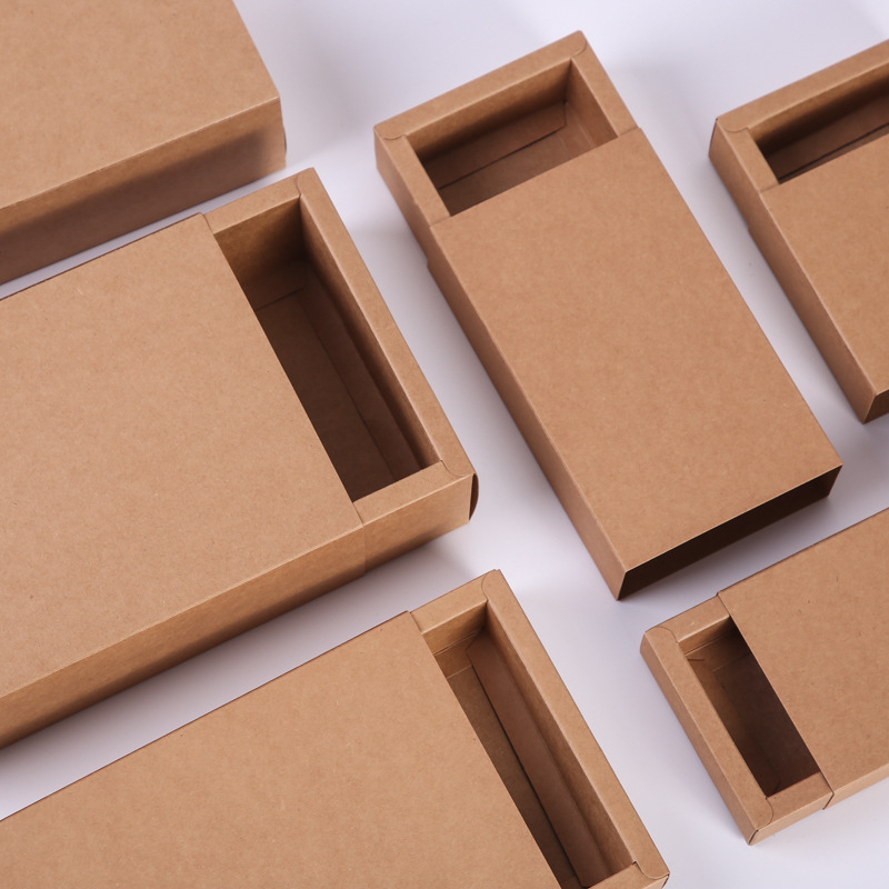 Cutie Kraft din carton negru, cu sertar dreptunghiular pentru ceai parfumat și produse de machiaj – ambalaj cadou