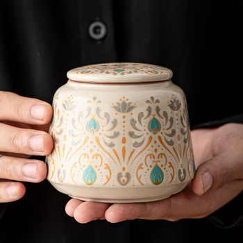 Recipient ceramic pentru ceai cu capac etanș – pentru ceai verde, negru și Pu'er, uz casnic, stil Ru Kiln