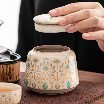Recipient ceramic pentru ceai cu capac etanș – pentru ceai verde, negru și Pu'er, uz casnic, stil Ru Kiln