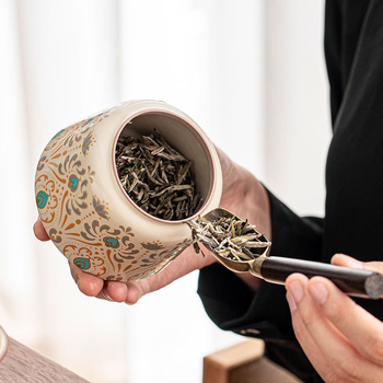 Recipient ceramic pentru ceai cu capac etanș – pentru ceai verde, negru și Pu'er, uz casnic, stil Ru Kiln
