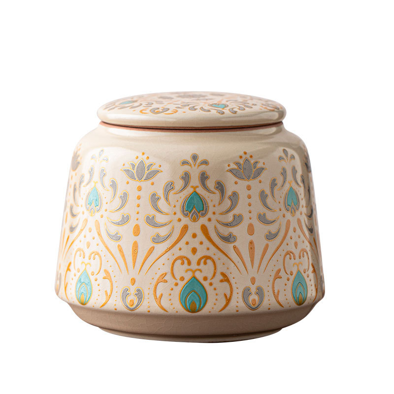 Recipient ceramic pentru ceai cu capac etanș – pentru ceai verde, negru și Pu'er, uz casnic, stil Ru Kiln