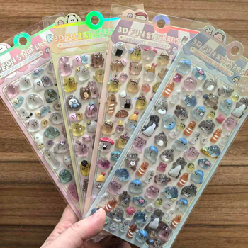 Stickere 3D cu personaje de desene animate, diamante de cristal, pentru copii – autocolante decorative transparente